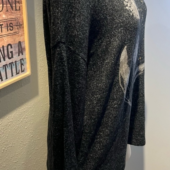 Jess and Jane blouse w pocket  grey heathered fabric NWT dressy top - Picture 12 of 13
